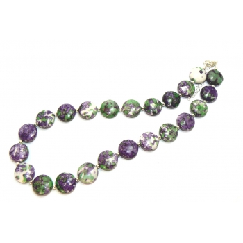 Purple and Green Beaded Calsilica Necklace